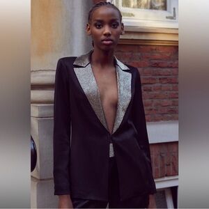 Alice + Olivia Eve Embellished Lapel Blazer Size Xtra Small